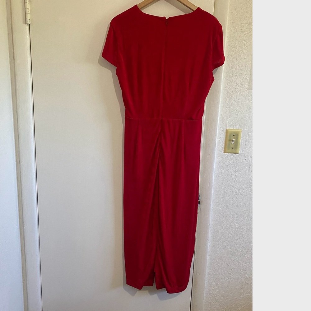 Alexia Admor Red Draped Midi Dress XL NWT Elegant Cocktail Party Evening - Picture 4 of 12